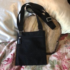 ALPHA & OMEGA Logo Canvas CrossBody Handbag Adjustable strap Silver HW $59 NEW